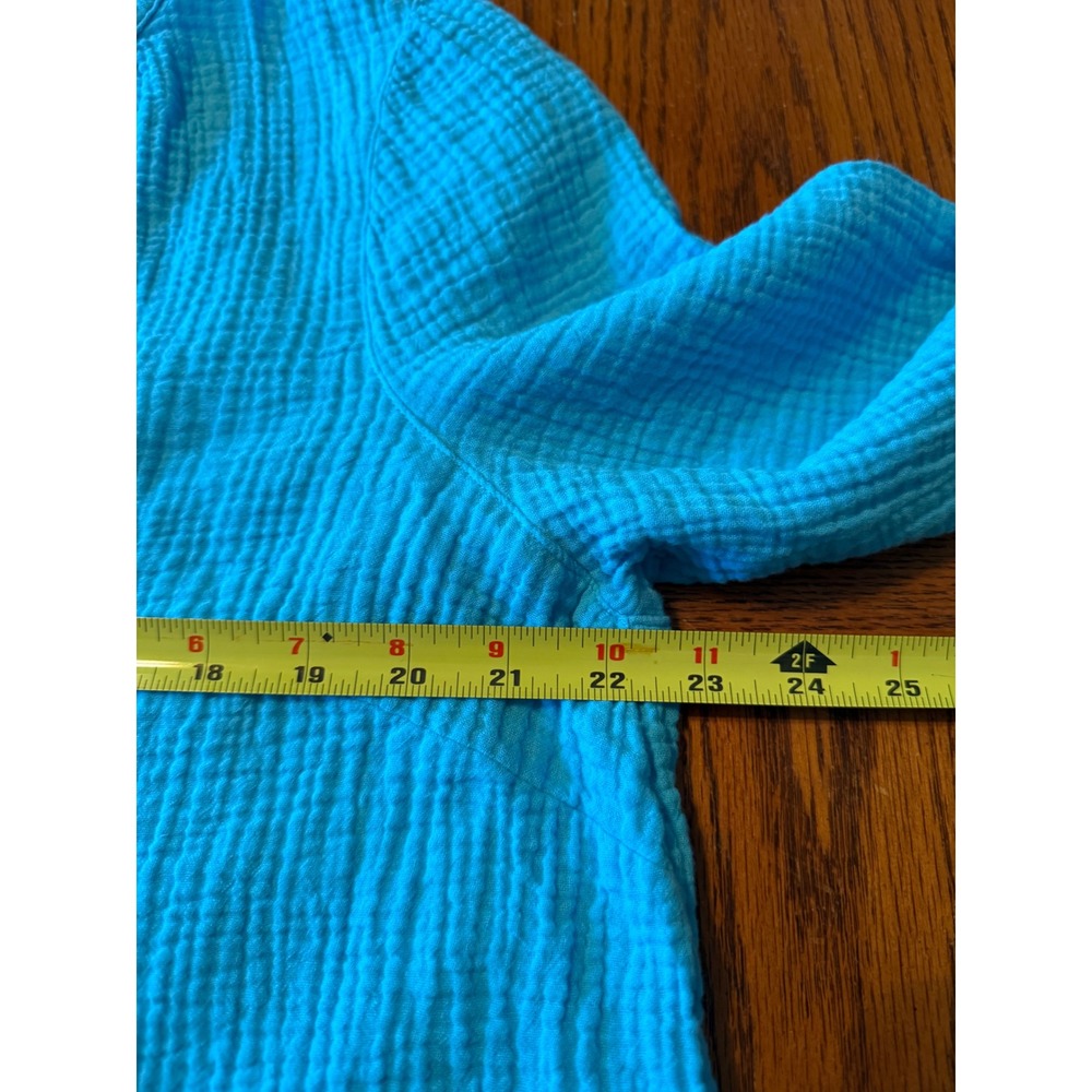 J. Jill Blue Double Gauze Cotton Split Neck 3/4 Sleeve Tunic Top Large - Picture 6 of 7